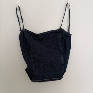 Zara Indigo Denim Cami with Pink Accent